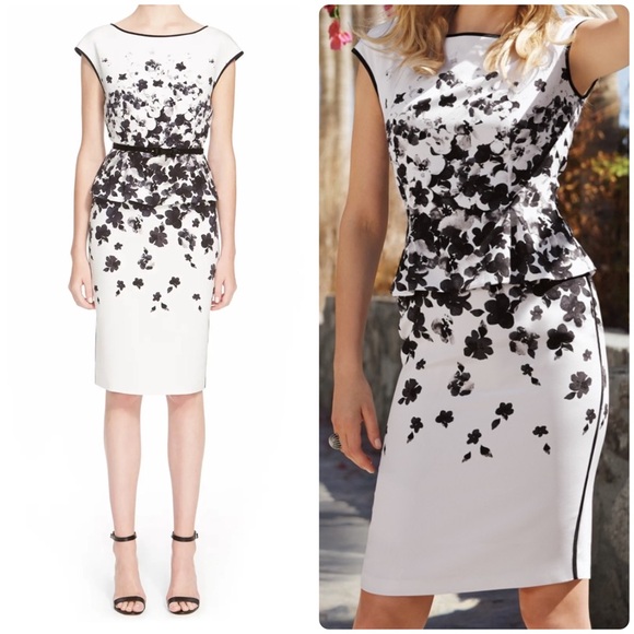 John Collection Resort Floral Degrade Silk Peplum Dress